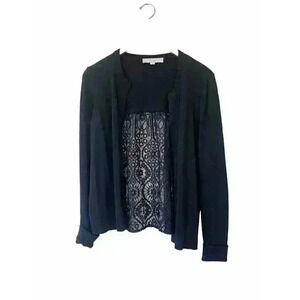 Ann Taylor Loft Womens Black Cardigan Size Small Lace Back Lightweight